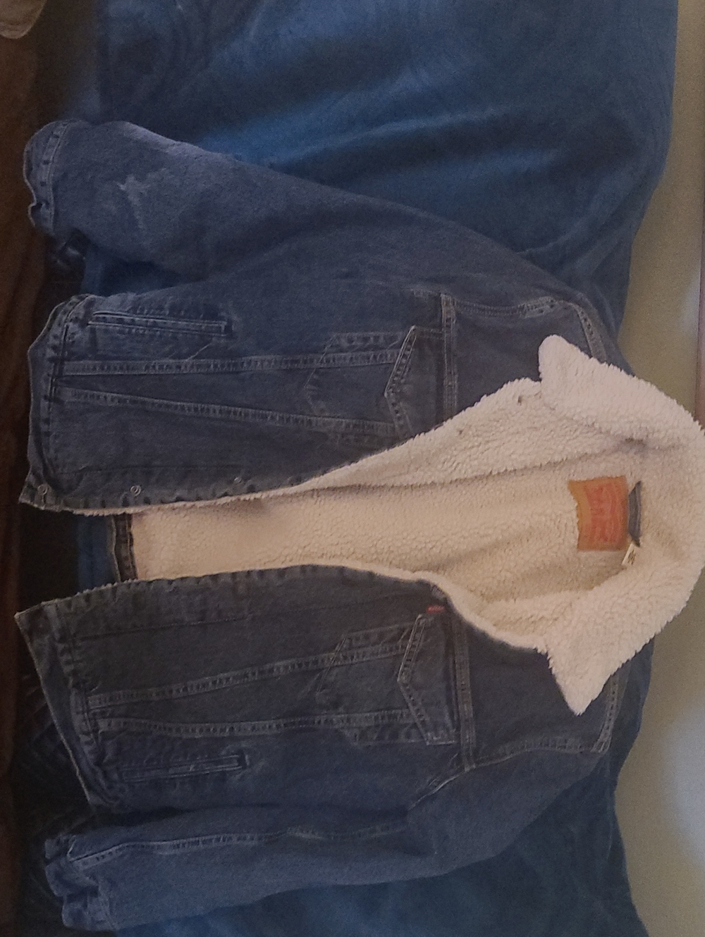 Levi's Dark Blue Denim Sherpa-Lined Bomber Jacket